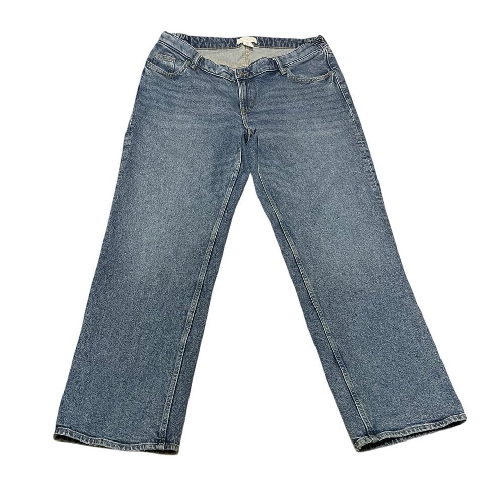 H&M Maternity Jeans Wide Leg Elastic Waist Belt Loops Medium Wash Women's Large